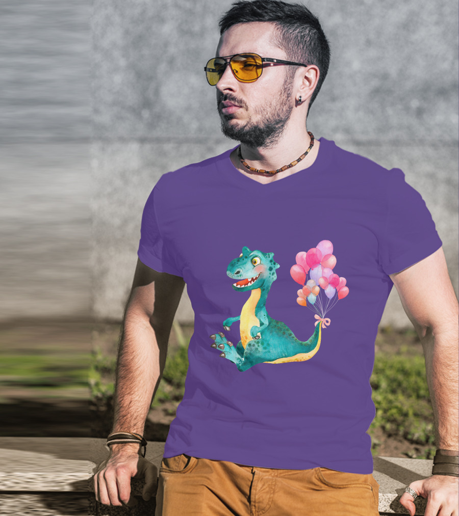 Dinosaur With Colorful Balloons T-Shirt