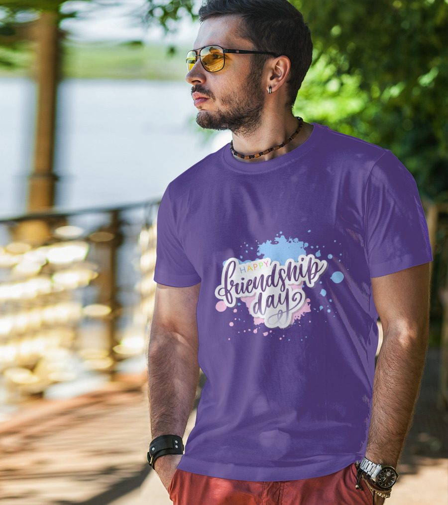 Happy Friendship Day Colorful Splashes T-Shirt