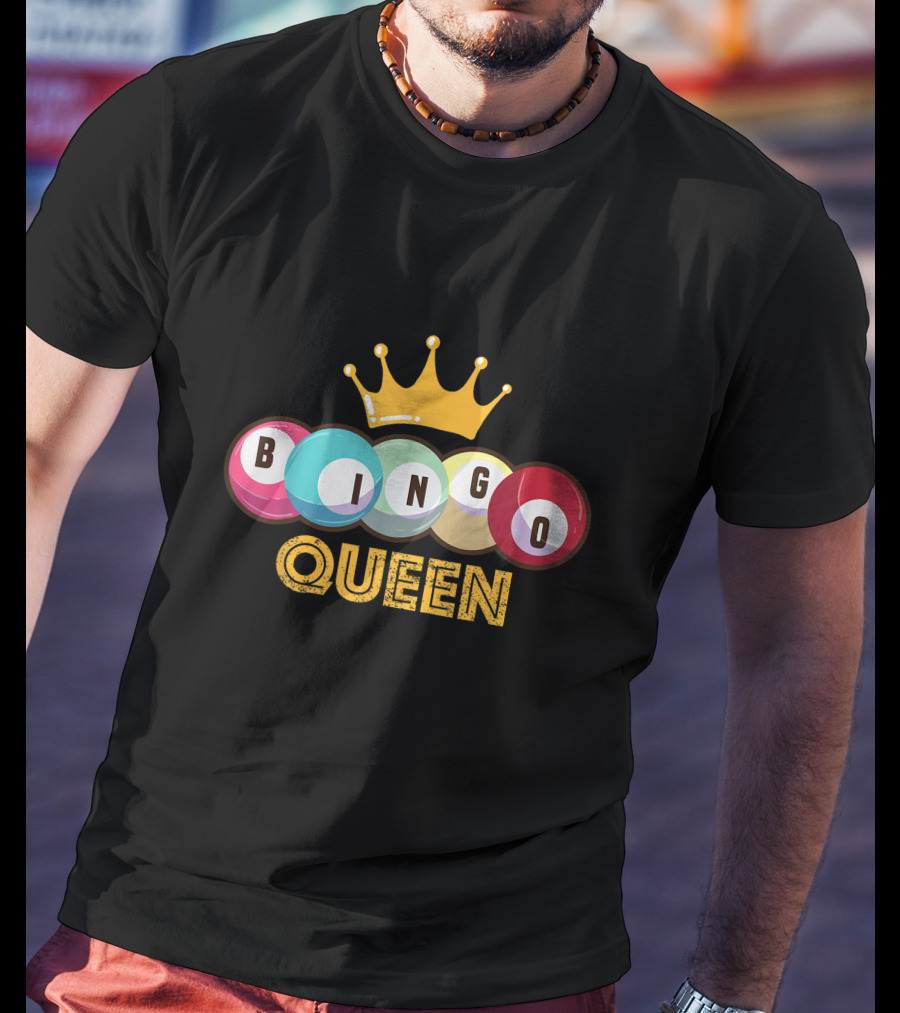 Bingo Queen Crown With Colorful Balls And Text T-Shirt