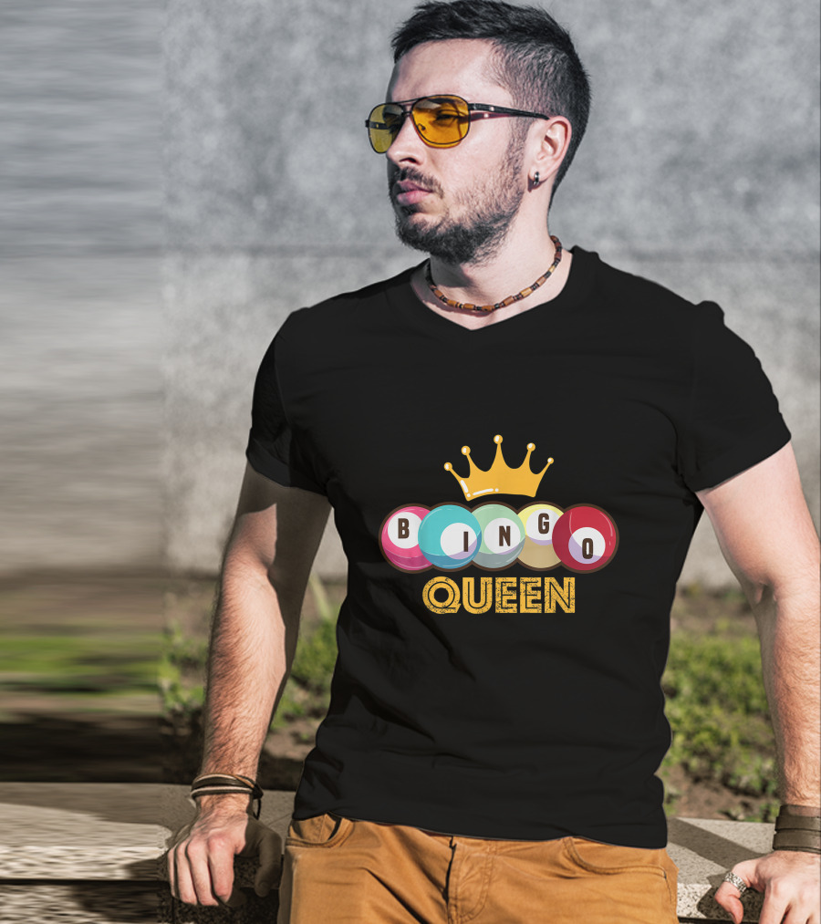 Bingo Queen Crown With Colorful Balls And Text T-Shirt