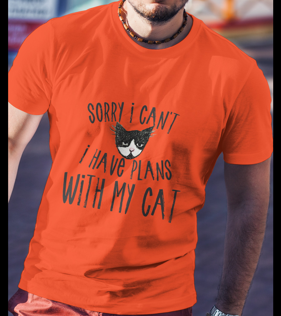 Sorry I Can't I Have Plans With My Cat Retro Colored T-Shirt