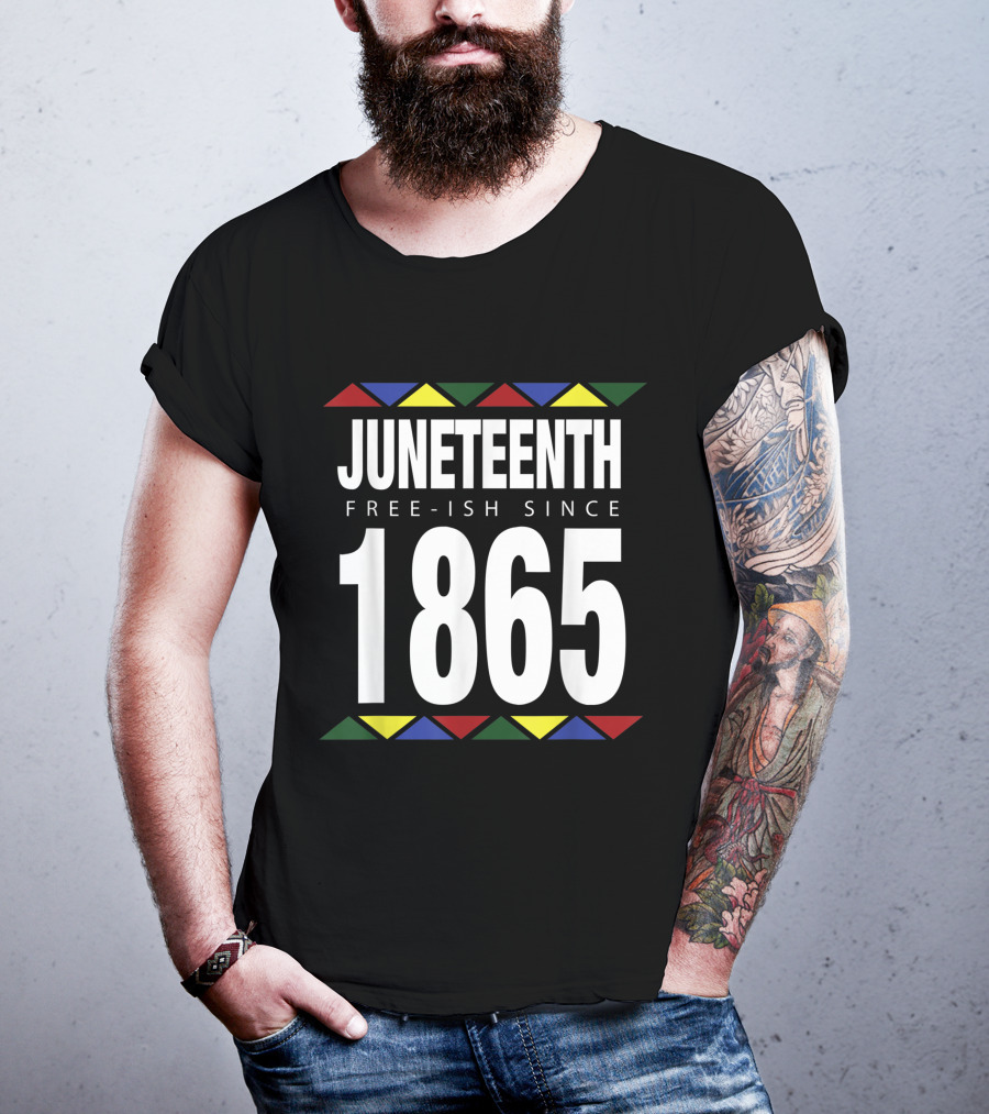 Juneteenth Free-Ish Since 1865 Independence With African-Inspired Triangles T-Shirt