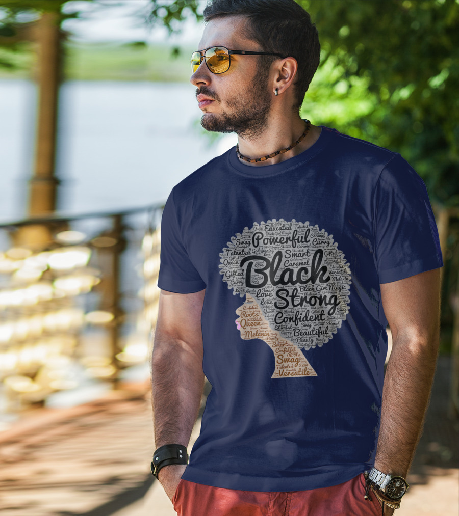 Powerful Black Strong Confident Afro Word T-Shirt