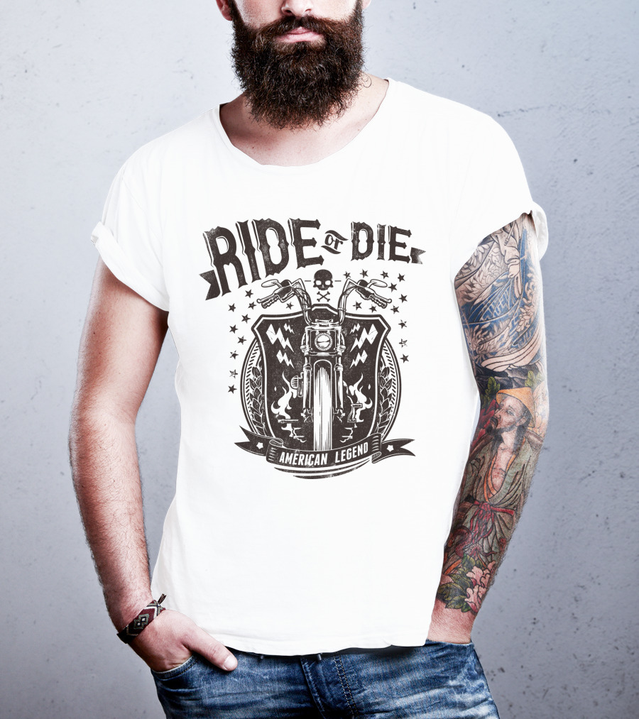 Ride Or Die American Legend Motorcycle Printing Label Fashion T-Shirt