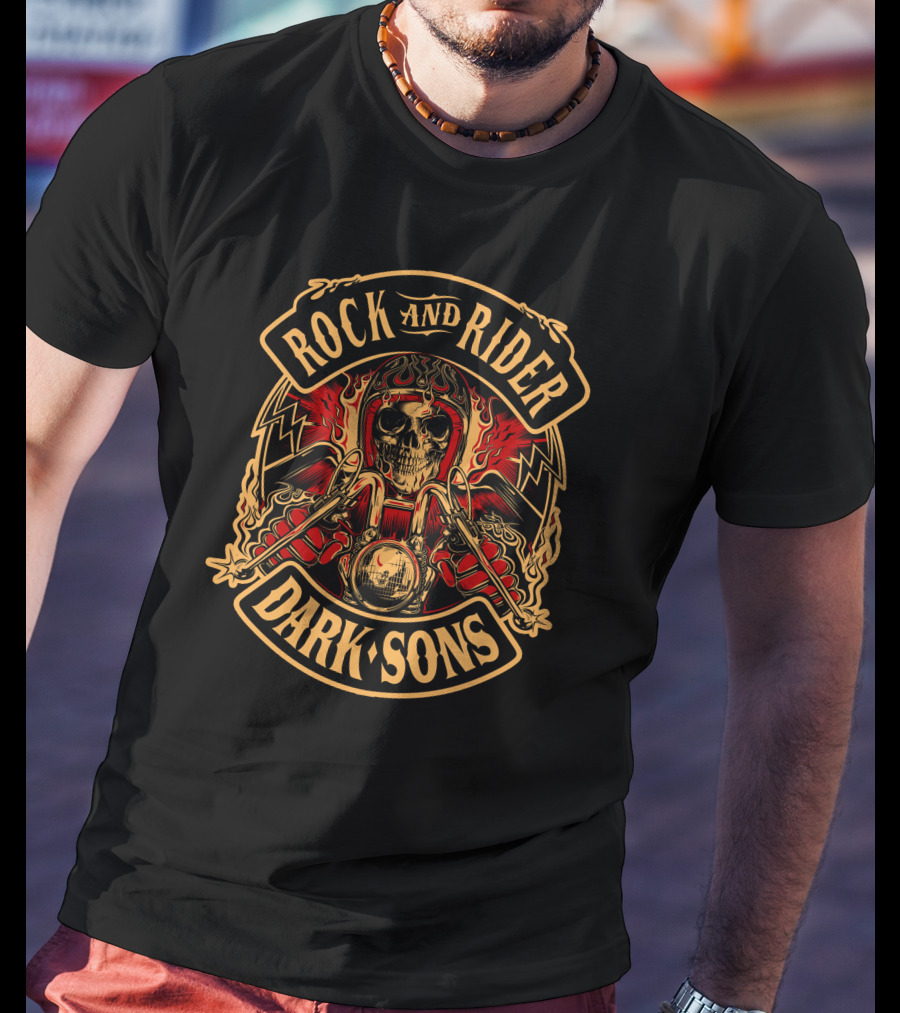 Rock And Rider Dark Sons Skull And Flames T-Shirt