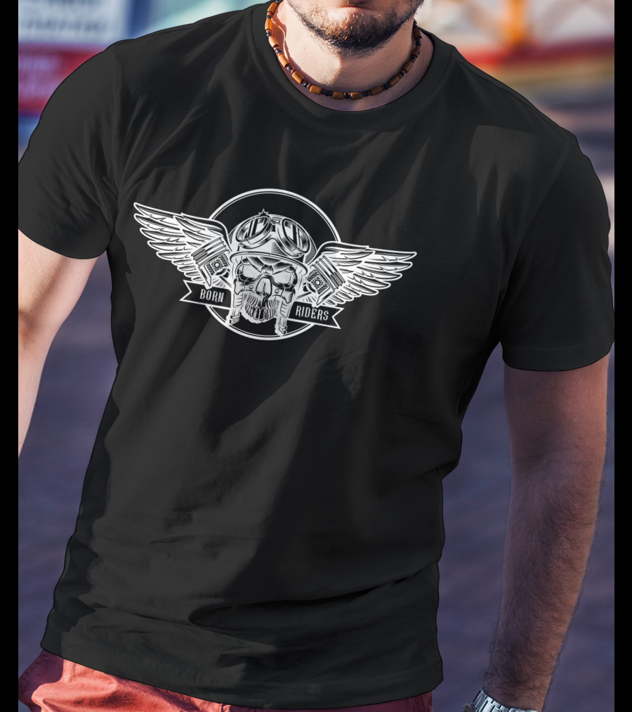 Born Riders Winged Skull Moto Gear T-Shirt
