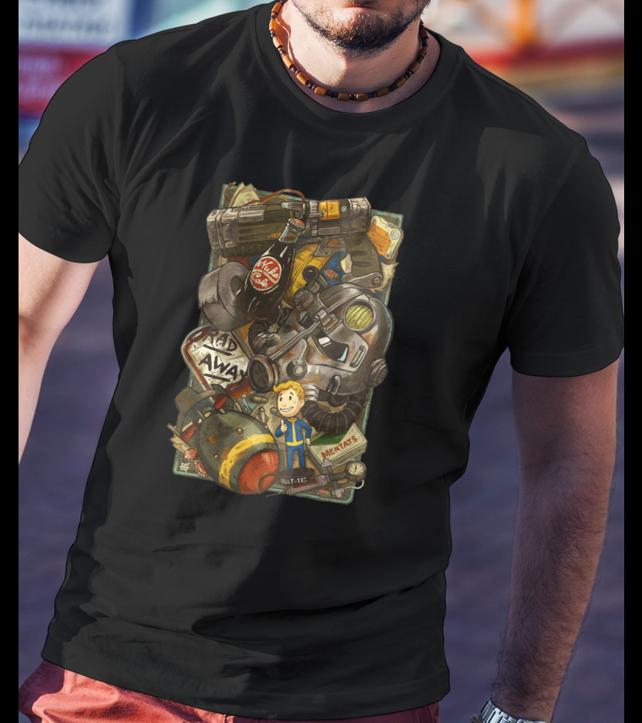 Fallout Wasteland Vault-Tec Nuka-Cola Mentats Rad Away Power Armor T-Shirt