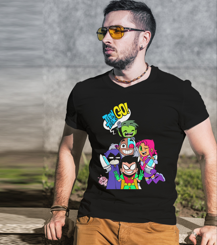 Teen Titans Go Animated Characters Group T-Shirt