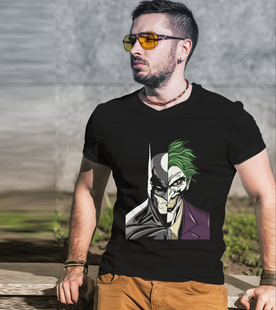 Split Face Batman Joker Fusion Iconic T-Shirt