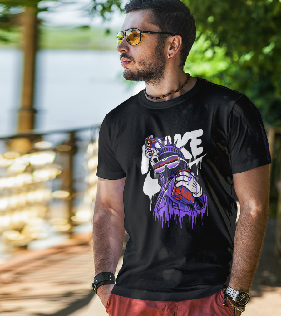 Hype Liberty Statue Remix With Retro Shades And Boom Box T-Shirt