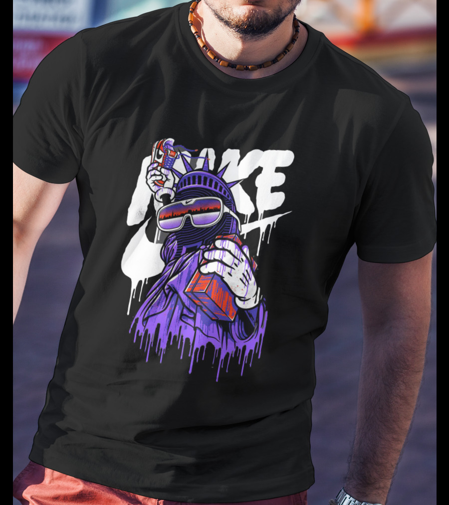 Hype Liberty Statue Remix With Retro Shades And Boom Box T-Shirt