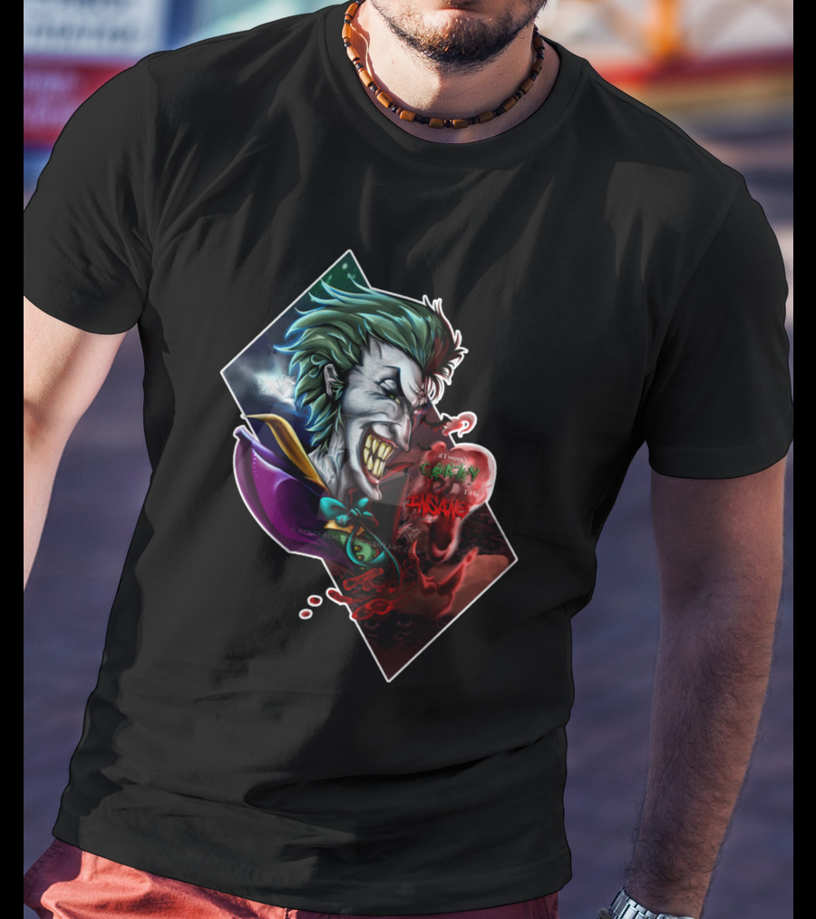 Joker Smile Green Hair Insane Laughter Grinning Villain Iconic Evil Persona T-Shirt