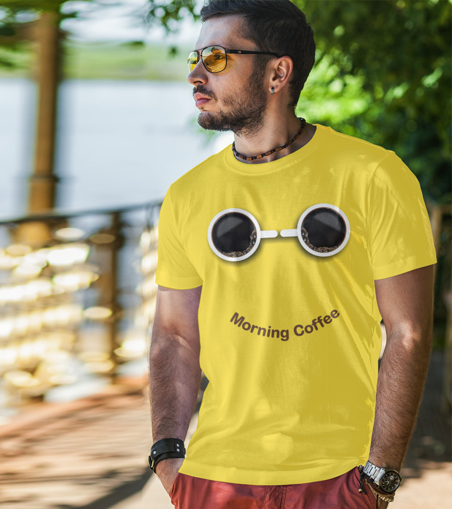 Morning Coffee Smile With Cup Glasses T-Shirt