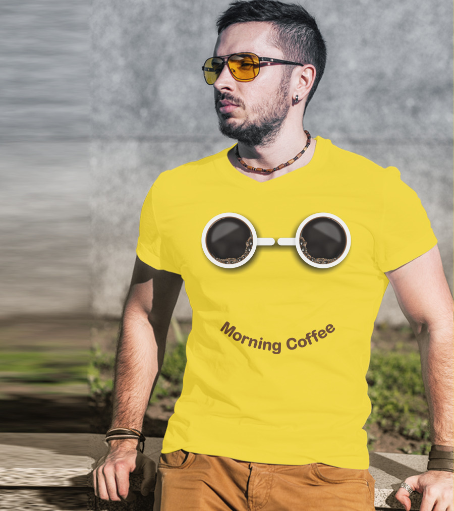 Morning Coffee Smile With Cup Glasses T-Shirt