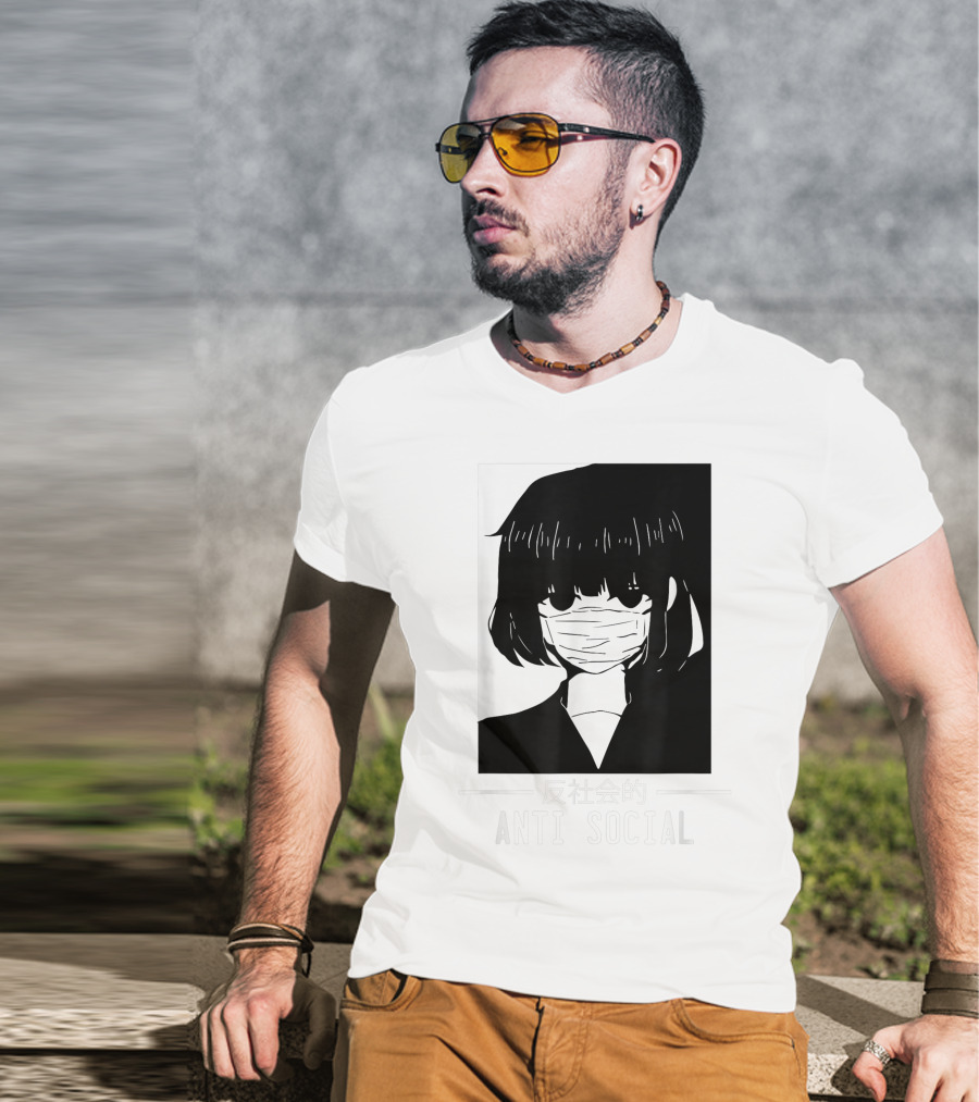 Anime Anti Social Japanese Text Vaporwave Aesthetic T-Shirt