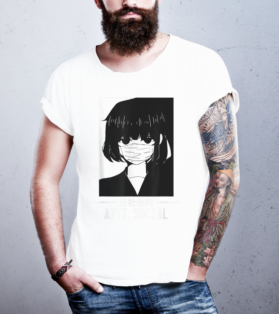 Anime Anti Social Japanese Text Vaporwave Aesthetic T-Shirt