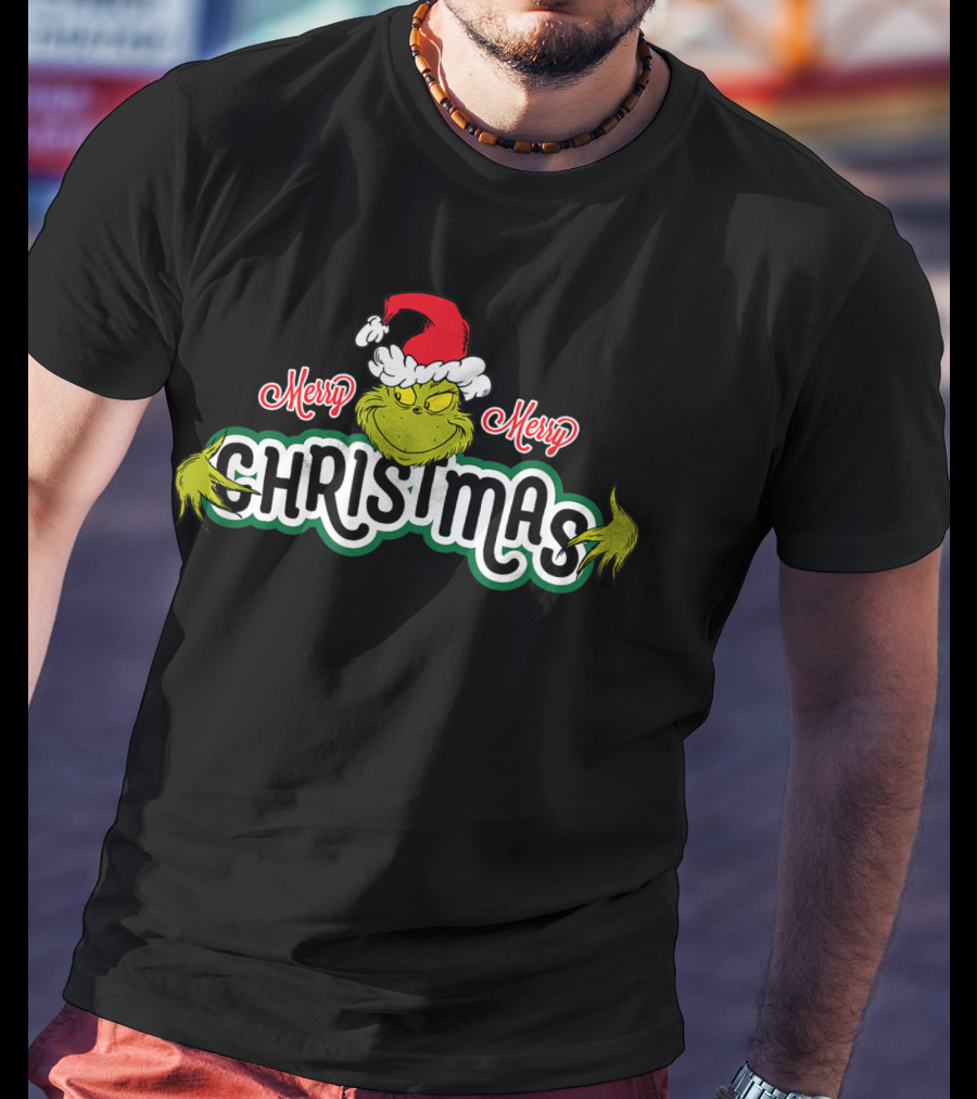 Merry Grinch Christmas Santa Hat T-Shirt