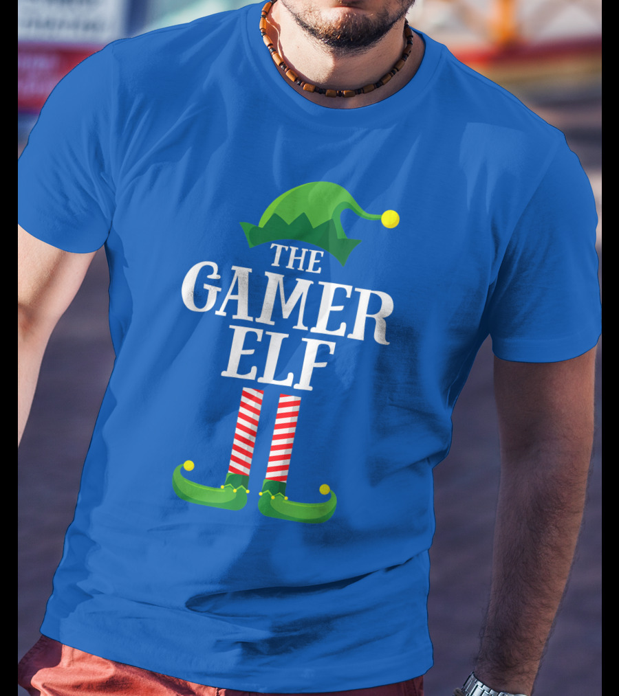 The Gamer Elf Matching Family Group Christmas Party Holiday T-Shirt
