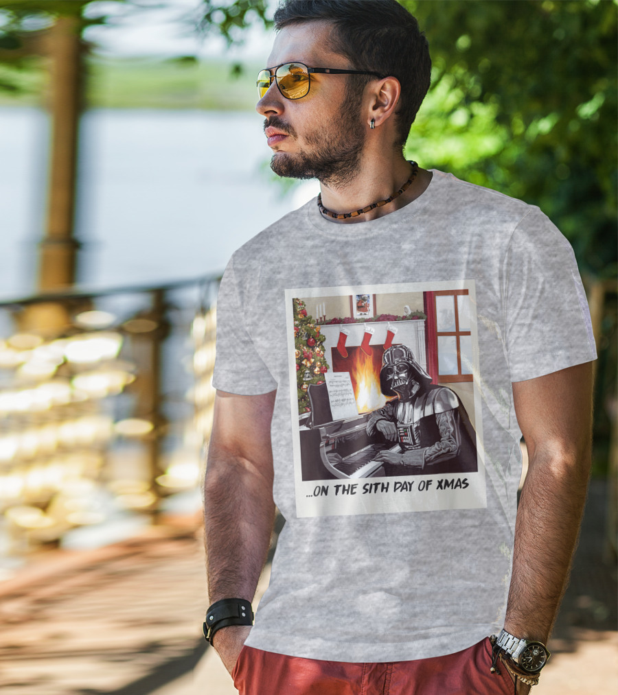 Darth Vader On The Sith Day Of Xmas By Fireplace T-Shirt