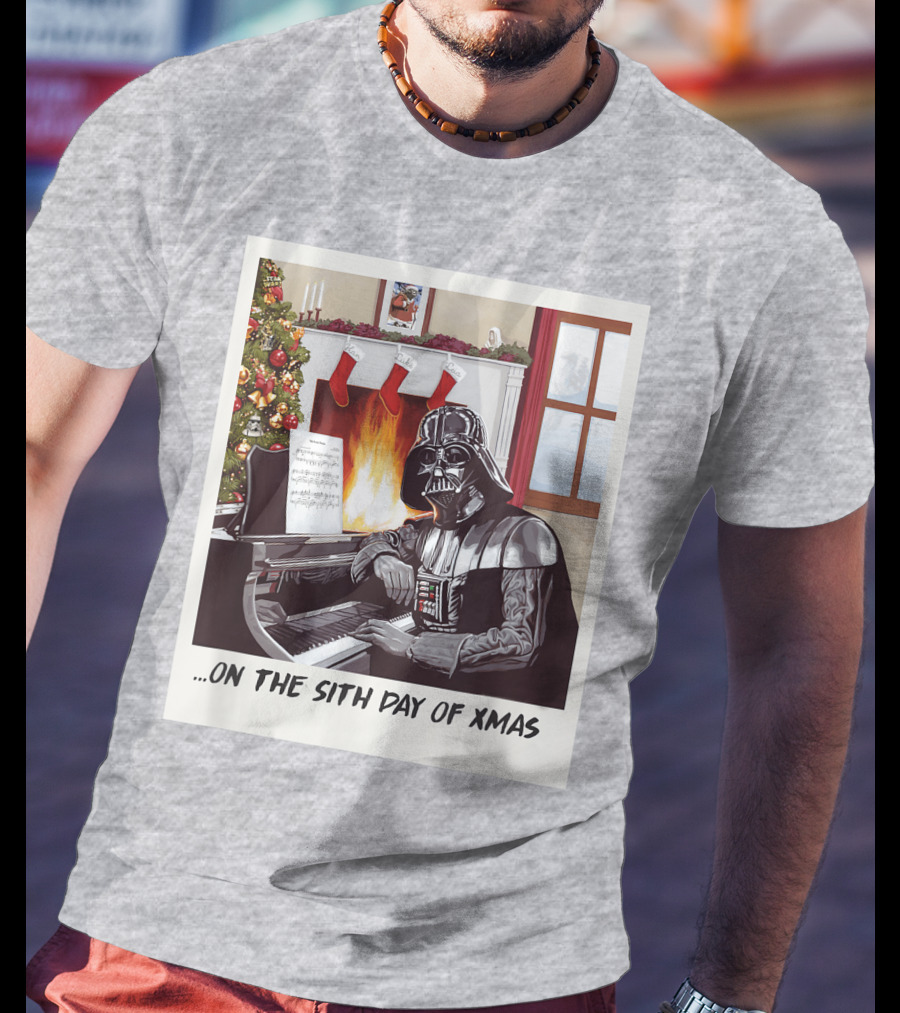 Darth Vader On The Sith Day Of Xmas By Fireplace T-Shirt