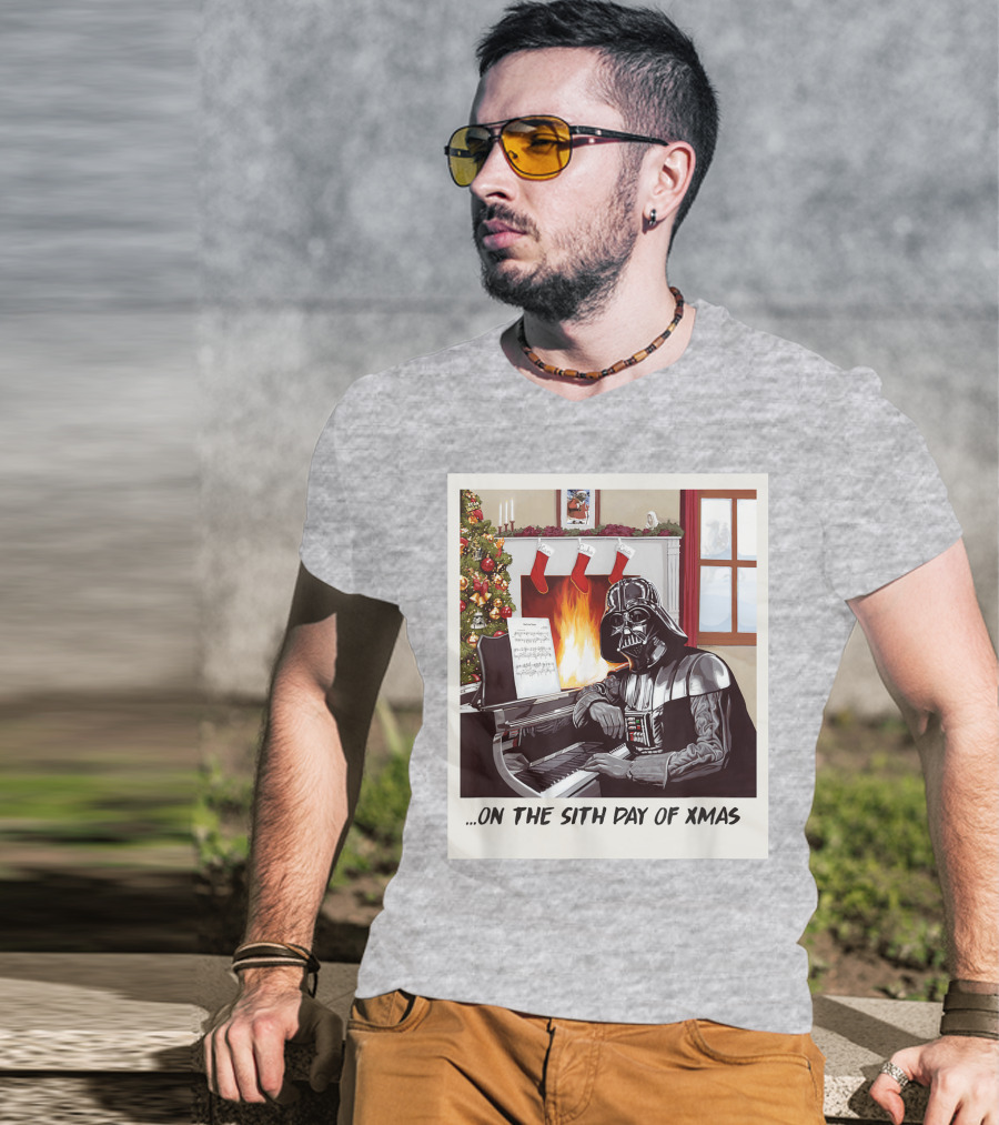 Darth Vader On The Sith Day Of Xmas By Fireplace T-Shirt