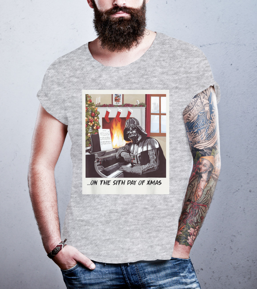 Darth Vader On The Sith Day Of Xmas By Fireplace T-Shirt