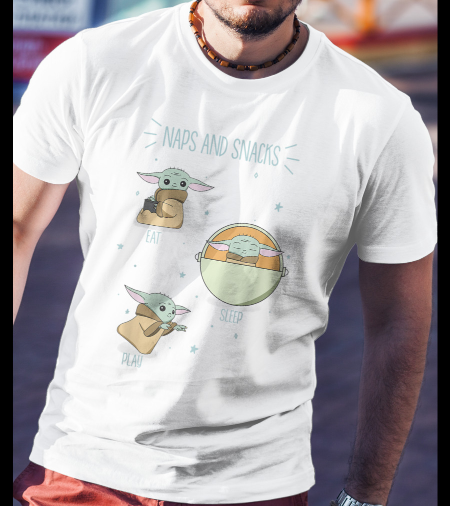 The Mandalorian The Child Eat Sleep Play Naps And Snacks Doodles T-Shirt