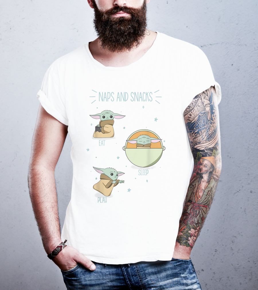 The Mandalorian The Child Eat Sleep Play Naps And Snacks Doodles T-Shirt