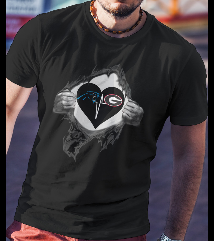 Carolina Panthers Georgia Bulldogs Heartbeat T-Shirt