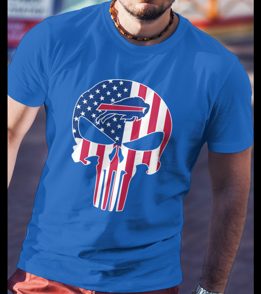 Buffalo Bills American Flag Skull T-Shirt