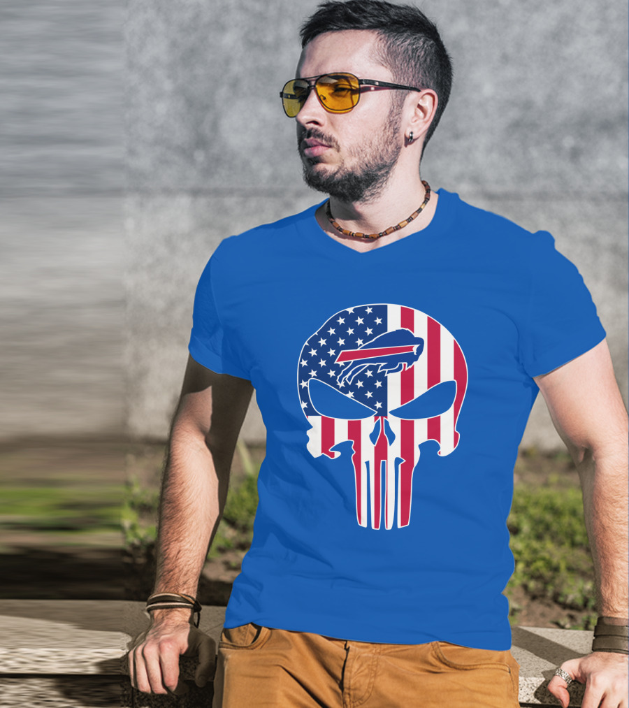 Buffalo Bills American Flag Skull T-Shirt