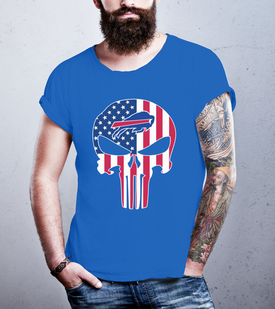 Buffalo Bills American Flag Skull T-Shirt