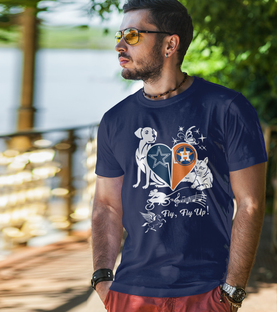 Cowboys Astros Heart Fly Fly Up Music Stars Butterfly Pegasus Dog Cat Mouse T-Shirt