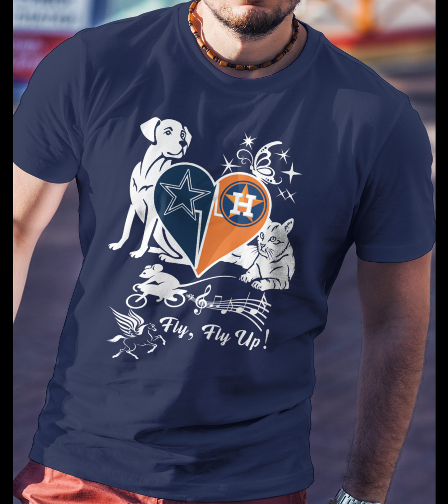 Cowboys Astros Heart Fly Fly Up Music Stars Butterfly Pegasus Dog Cat Mouse T-Shirt