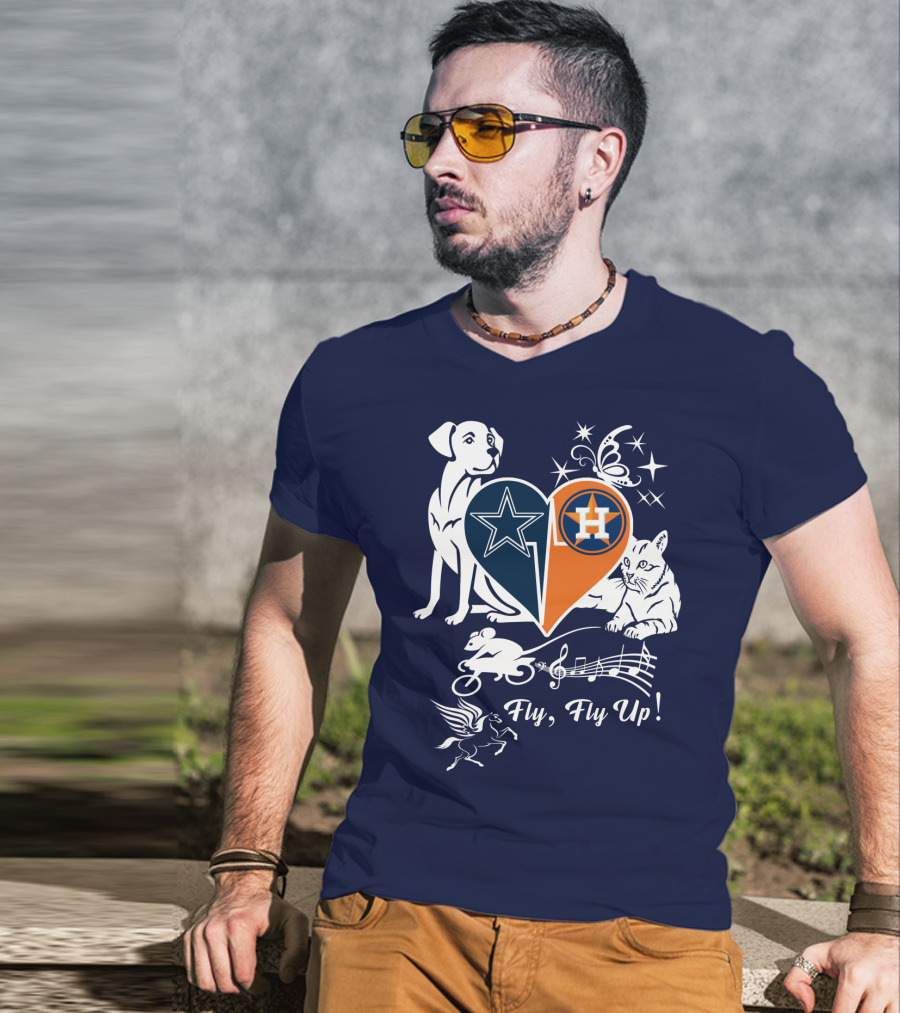 Cowboys Astros Heart Fly Fly Up Music Stars Butterfly Pegasus Dog Cat Mouse T-Shirt