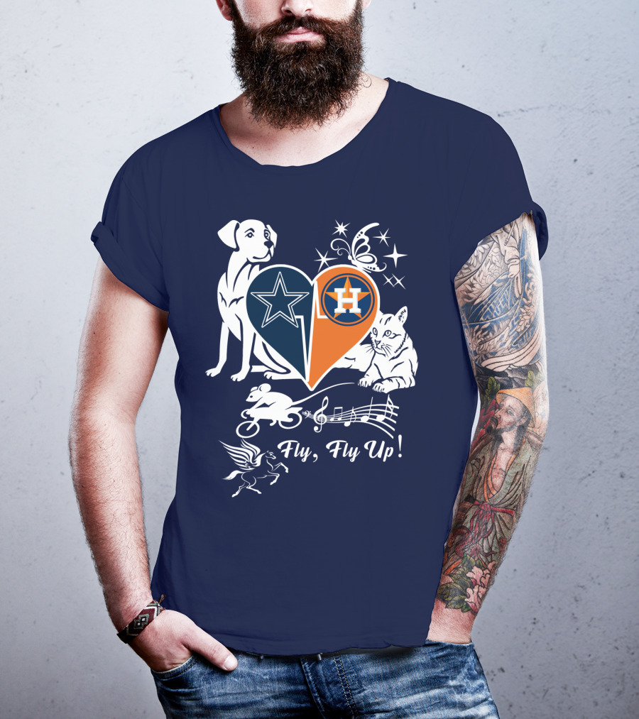 Cowboys Astros Heart Fly Fly Up Music Stars Butterfly Pegasus Dog Cat Mouse T-Shirt