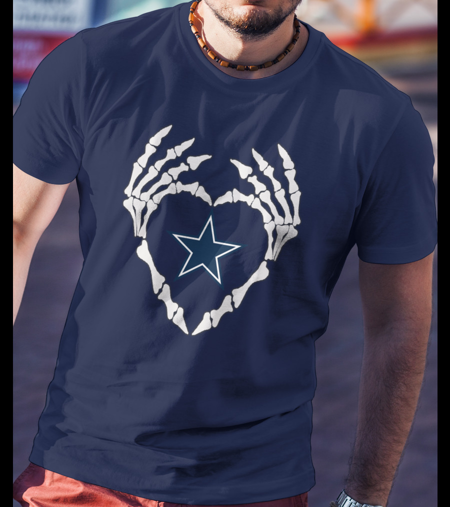 Cowboys Skeleton Hands Heart Star T-Shirt