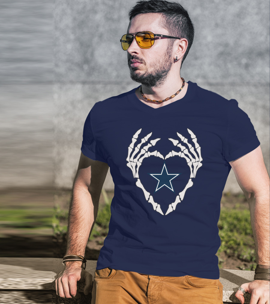 Cowboys Skeleton Hands Heart Star T-Shirt
