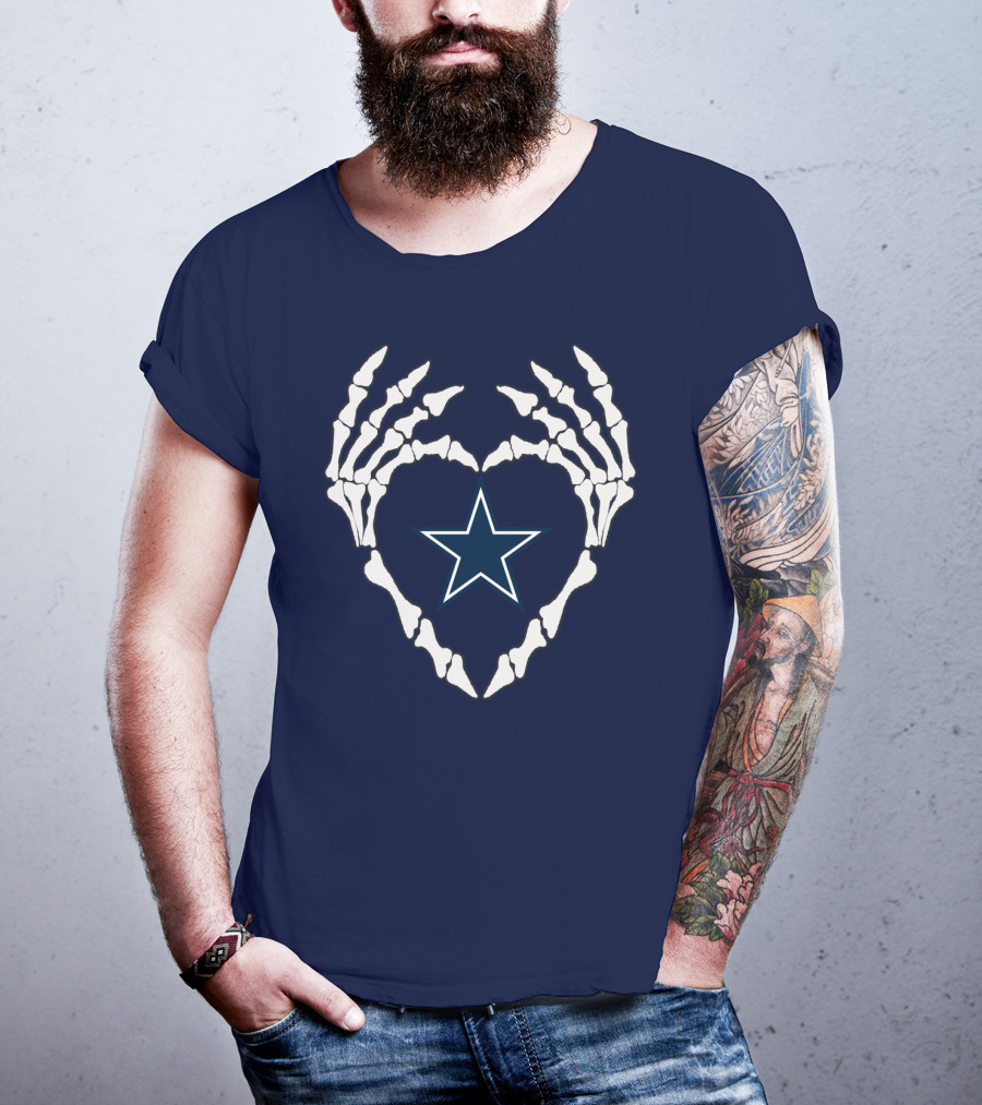 Cowboys Skeleton Hands Heart Star T-Shirt