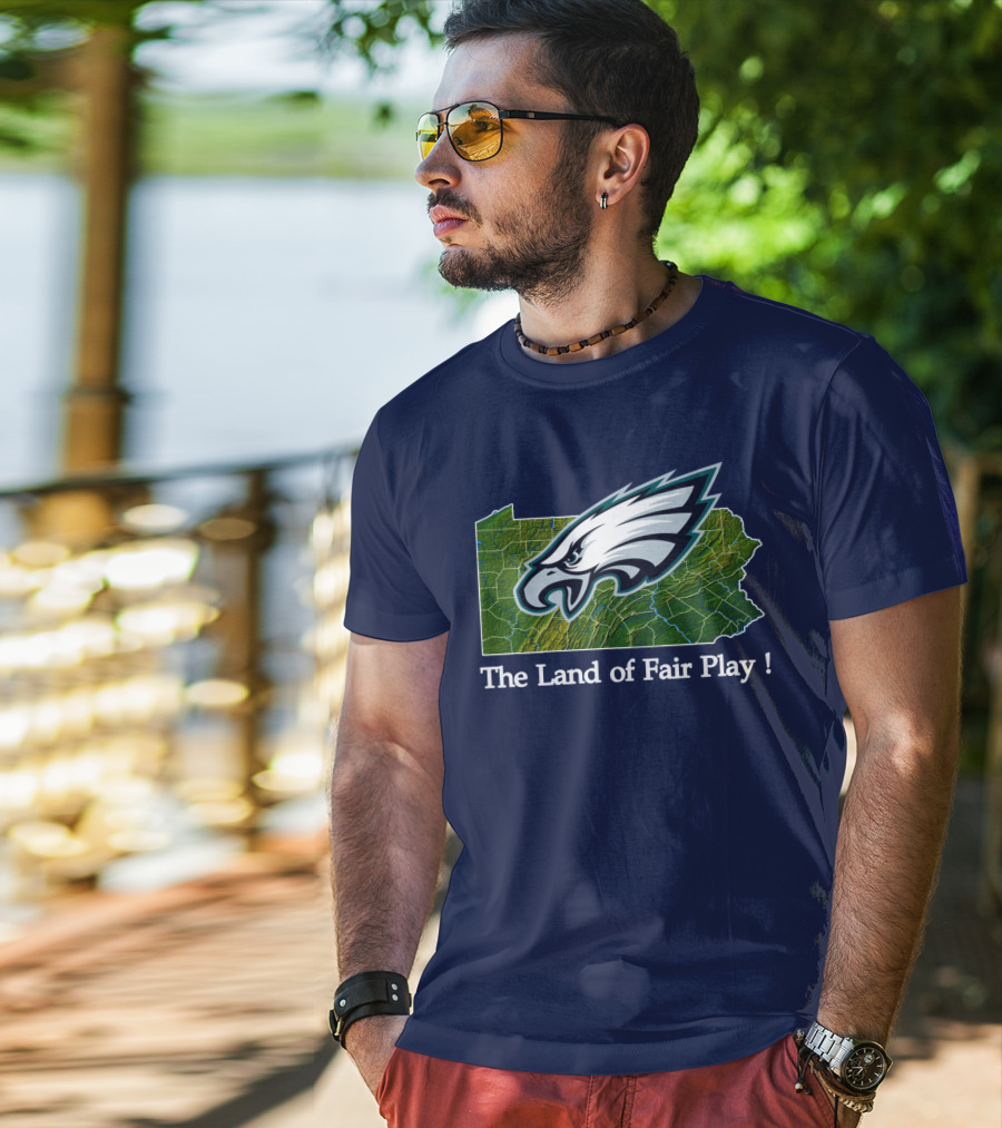 Philadelphia Eagles The Land Of Fair Play Pennsylvania Map T-Shirt