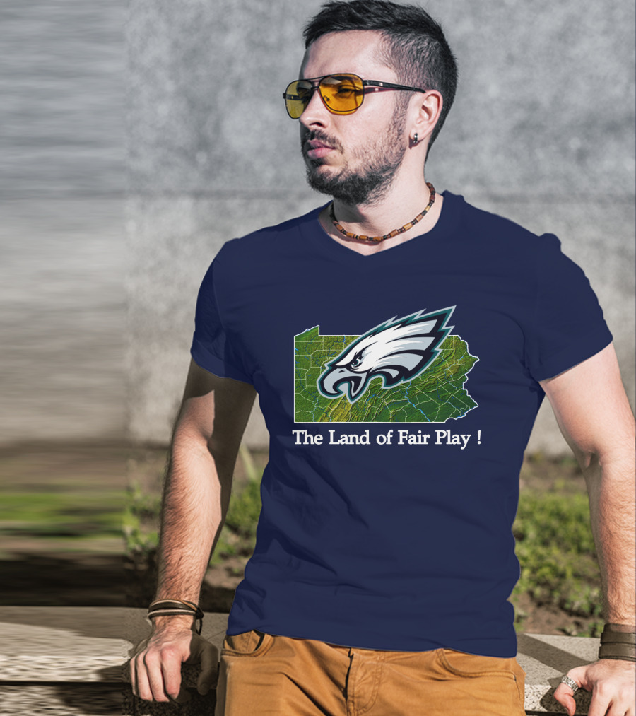 Philadelphia Eagles The Land Of Fair Play Pennsylvania Map T-Shirt