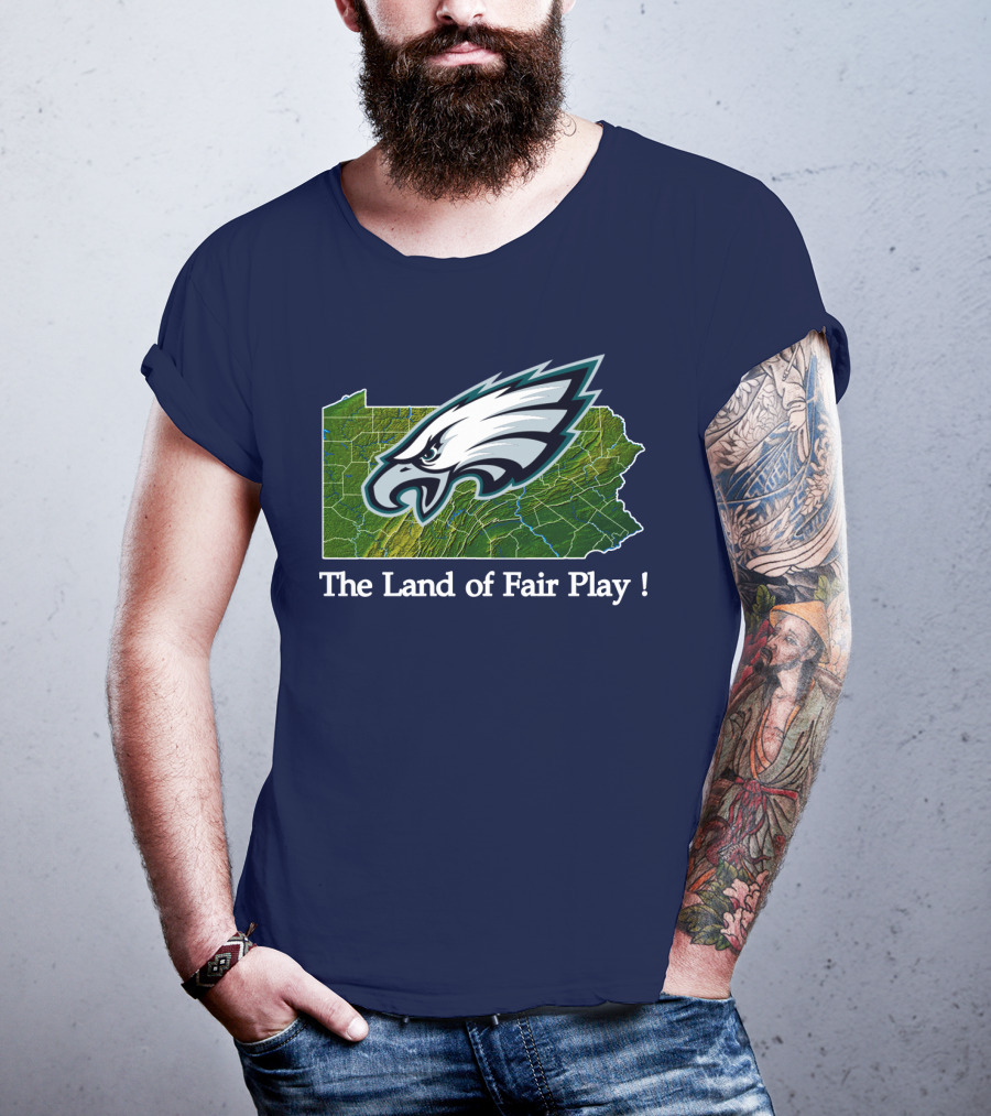 Philadelphia Eagles The Land Of Fair Play Pennsylvania Map T-Shirt