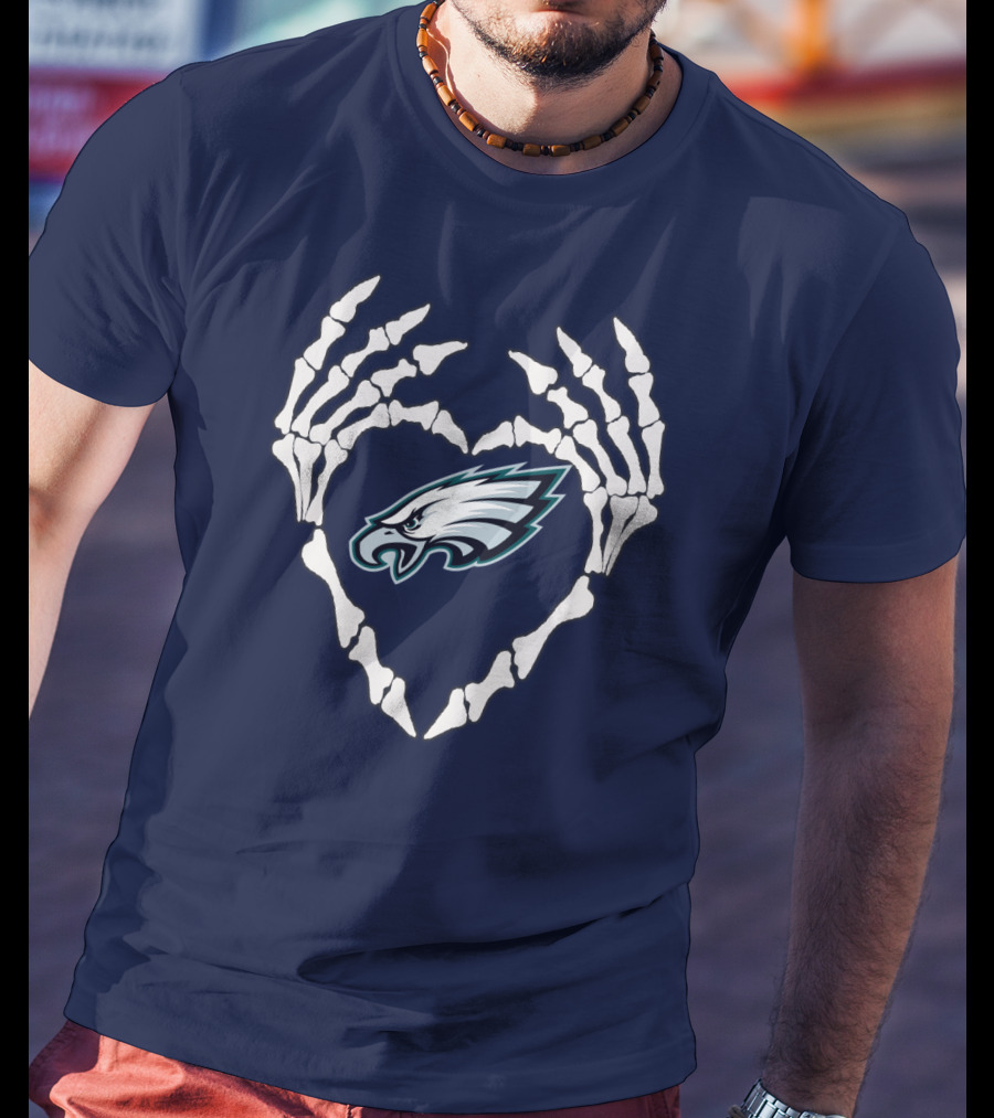 Eagles Logo Skeletal Heart Shape T-Shirt