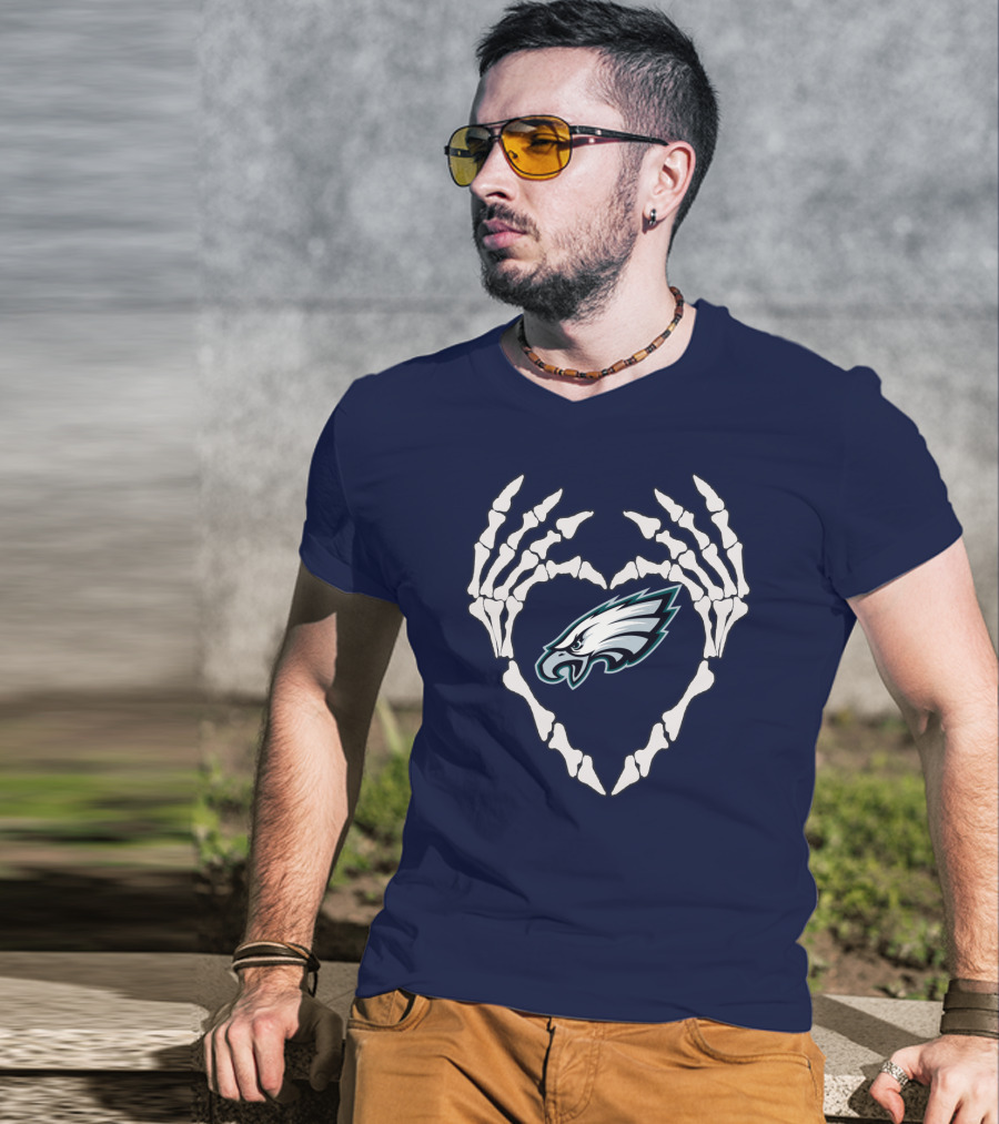 Eagles Logo Skeletal Heart Shape T-Shirt