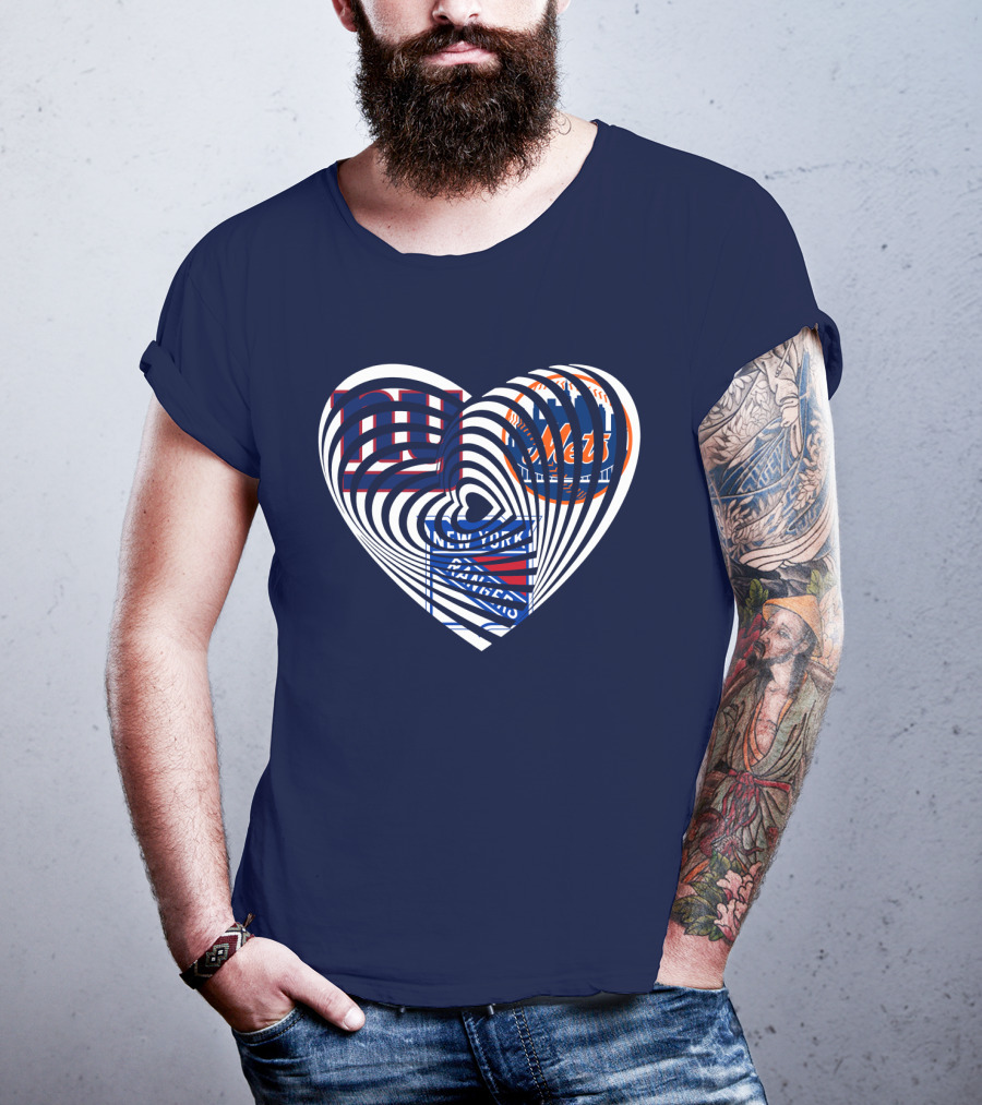 New York Giants Mets Rangers Heart T-Shirt