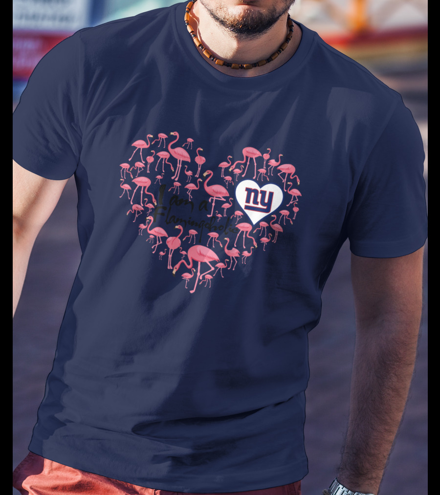 I Am A Flamingoholic Ny Giants Heart Flamingo Collection T-Shirt