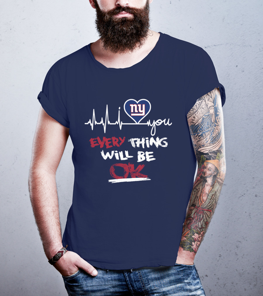 Ny Giants Heartbeat Every Thing Will Be Ok T-Shirt