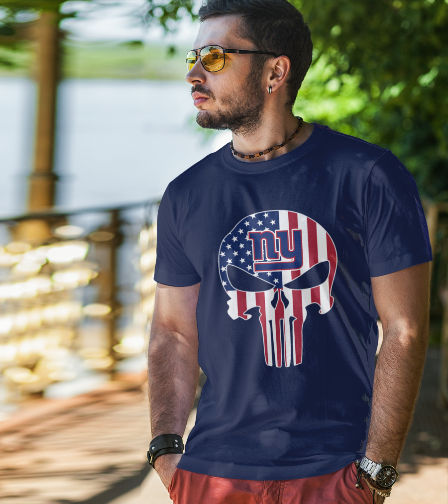 Ny Giants American Flag Punisher Skull T-Shirt
