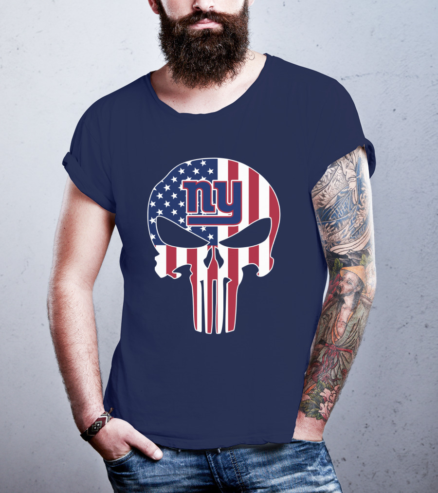 Ny Giants American Flag Punisher Skull T-Shirt