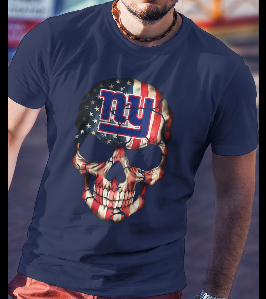 Ny Giants American Flag Skull T-Shirt